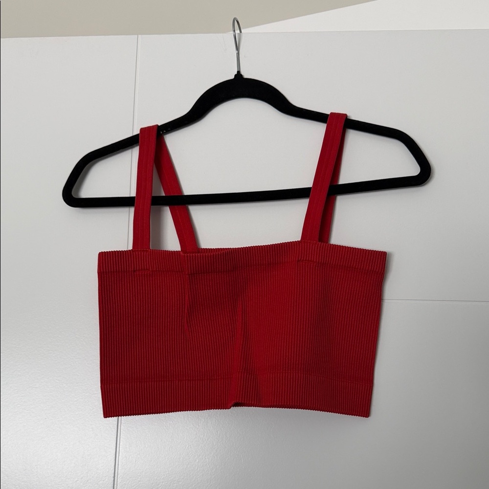 Dynamite Red Ribbed Crop Top